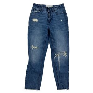 Abercrombie & Fitch Girlfriend Denim Blue Jeans Distressed Frayed Hem Sz 2 / 26